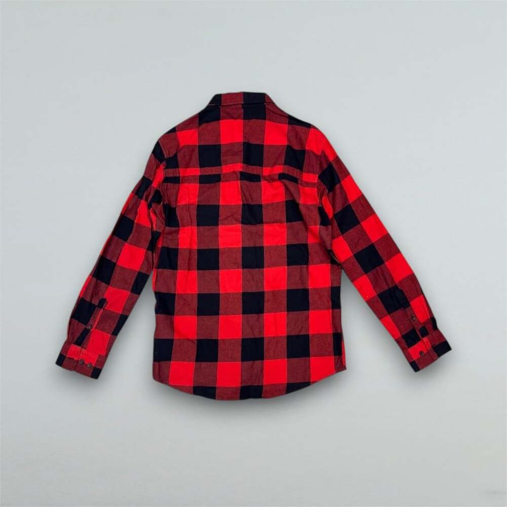 Red Black Buffalo Plaid Flannel Button Up Shirt Long Sleeve Small - Picture 3 of 4